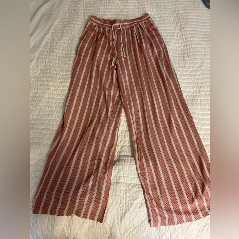 Size small Free People striped wide leg pants color red/rustic
